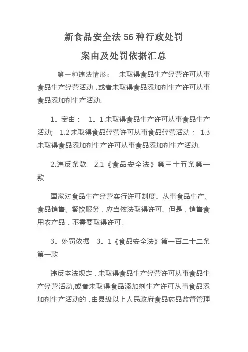 新食品安全法56种行政处罚