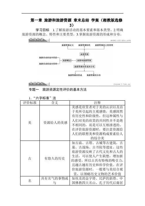 高中地理-旅游和旅游资源学案 最新