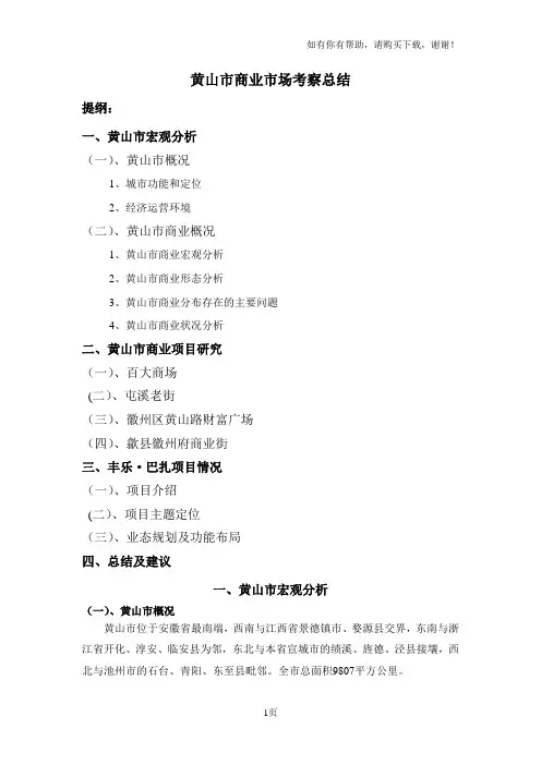 黄山商业市场考察总结