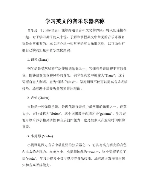 学习英文的音乐乐器名称