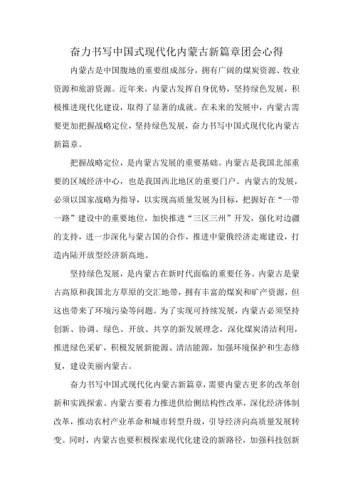 奋力书写中国式现代化内蒙古新篇章团会心得