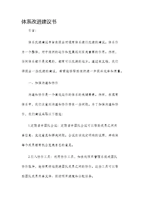 体系改进建议书