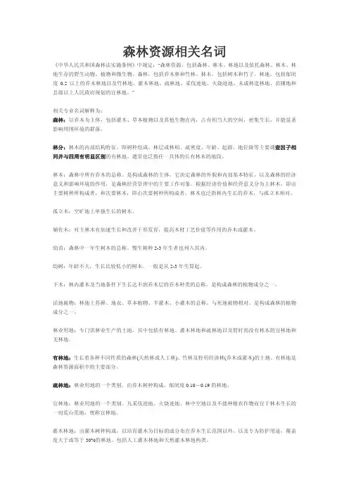 森林资源相关名词
