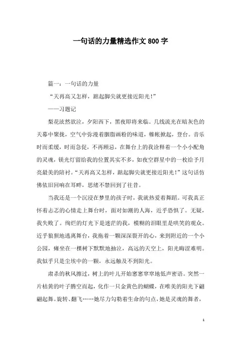 一句话的力量精选作文800字