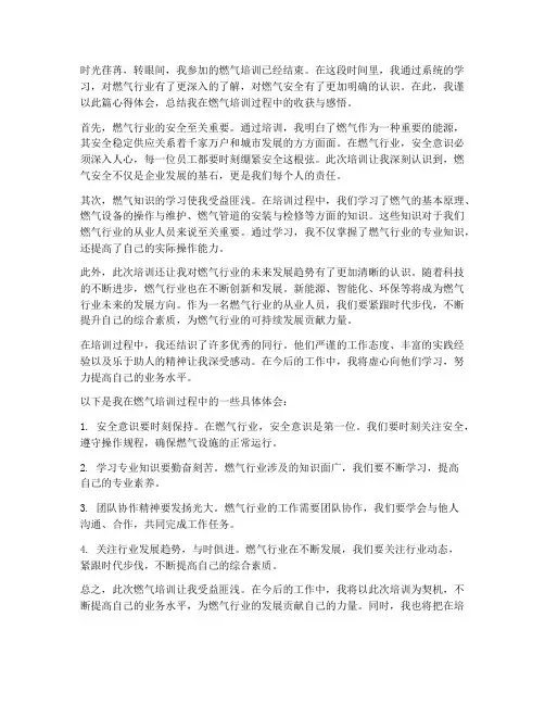燃气培训总结心得体会范文