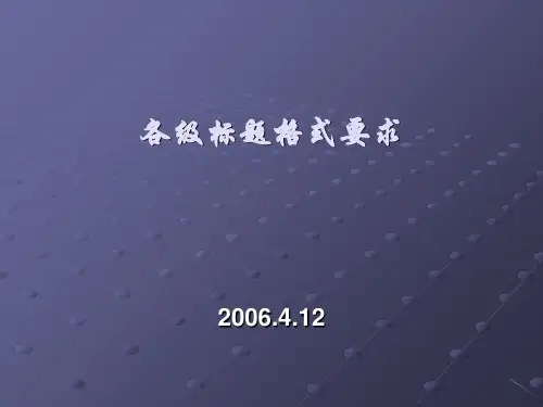 各级标题格式要求 ppt课件