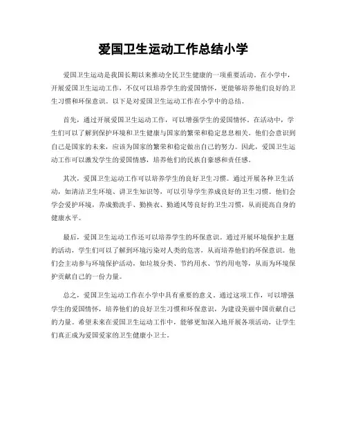 爱国卫生运动工作总结小学