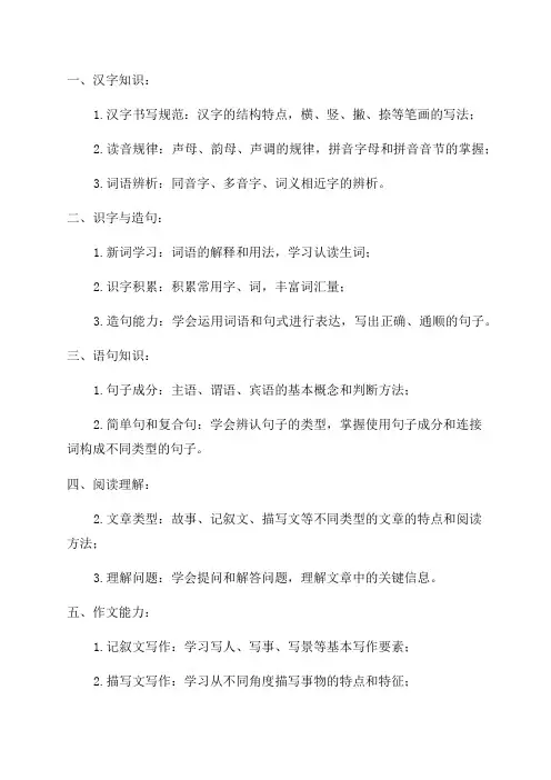 人教版四年级语文上册知识点归纳