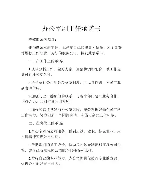 办公室副主任承诺书