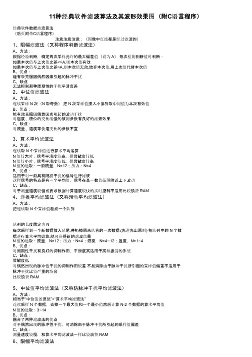 11种经典软件滤波算法及其波形效果图（附C语言程序）
