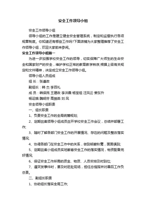 安全工作领导小组