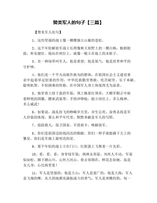 赞美军人的句子【三篇】
