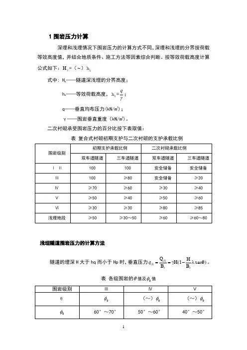 围岩压力计算