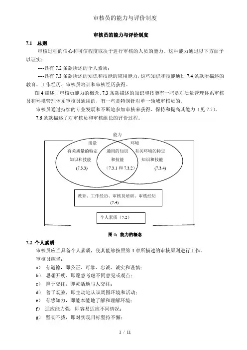 审核员的能力与评价制度