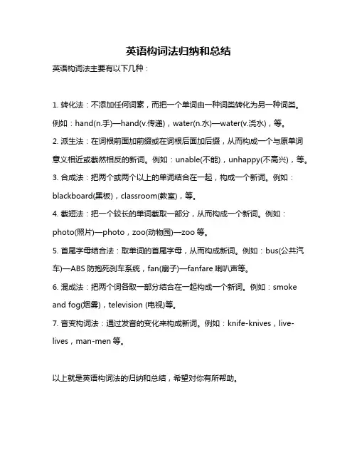 英语构词法归纳和总结