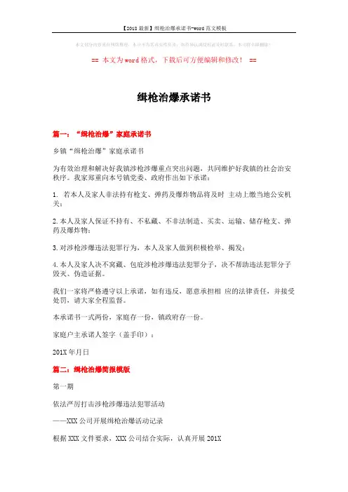 【2018最新】缉枪治爆承诺书-word范文模板 (4页)