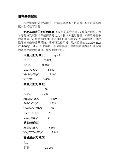 MS培养基配制