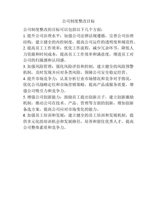 公司制度整改目标