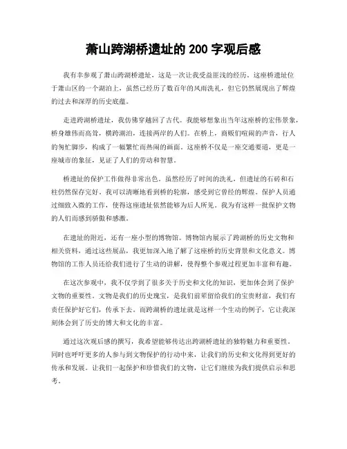 萧山跨湖桥遗址的200字观后感