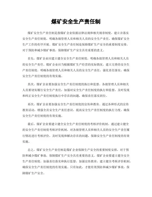 煤矿安全生产责任制