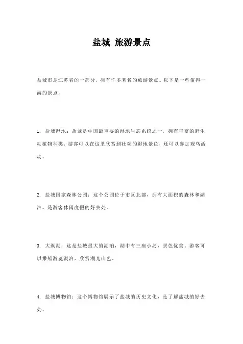 盐城 旅游景点