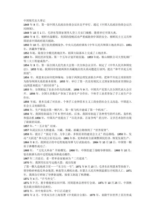 中国现代史大事记