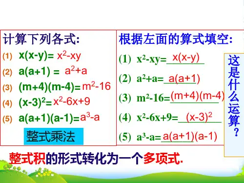 华师大版八年级数学上册《因式分解》课件