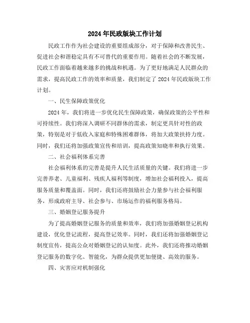 2024年民政版块工作计划