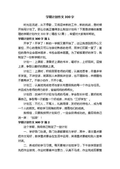 学期计划作文300字 2
