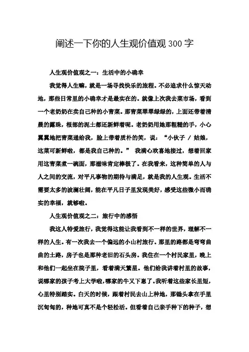 阐述一下你的人生观价值观300字
