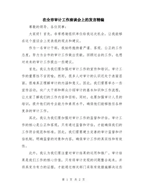 在全市审计工作座谈会上的发言精编
