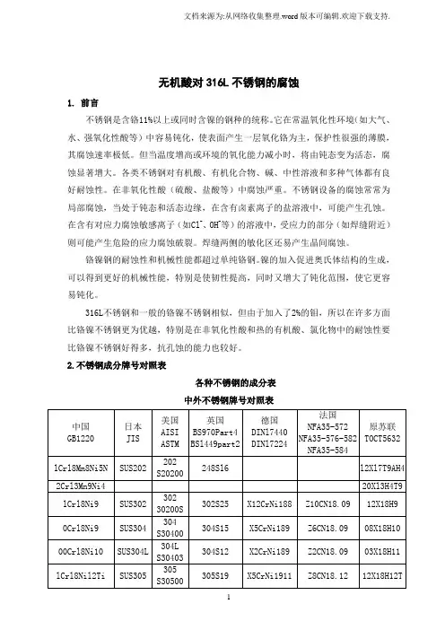 不锈钢的腐蚀研究
