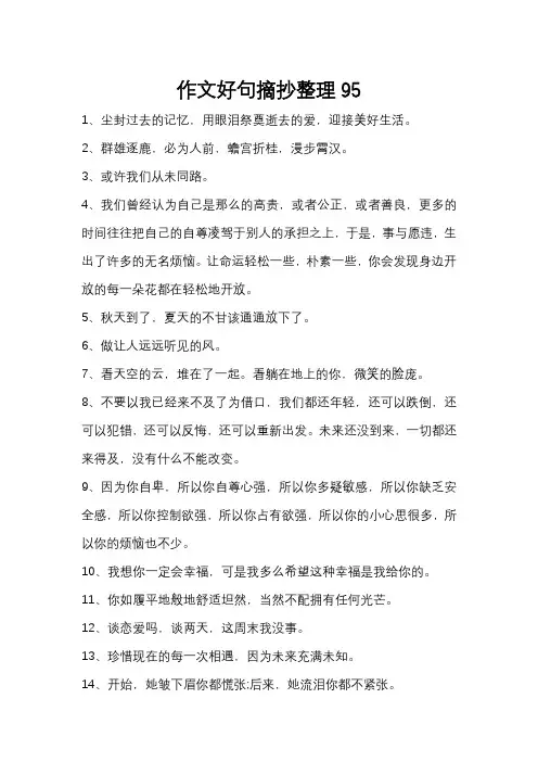 作文好句摘抄整理95