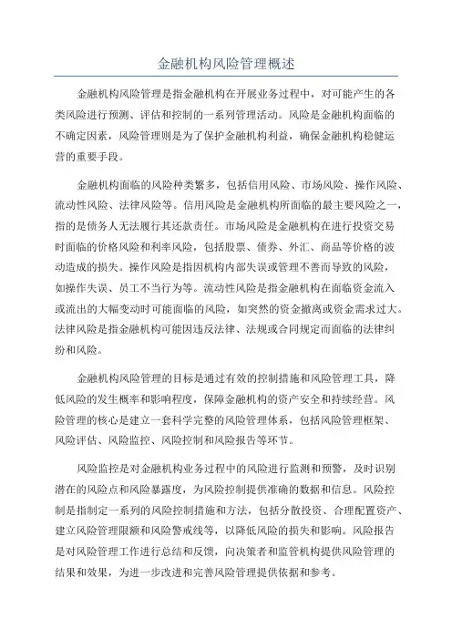金融机构风险管理概述
