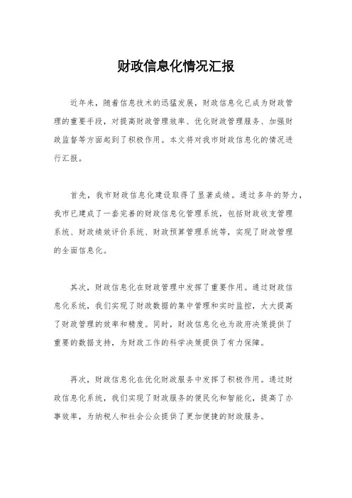 财政信息化情况汇报