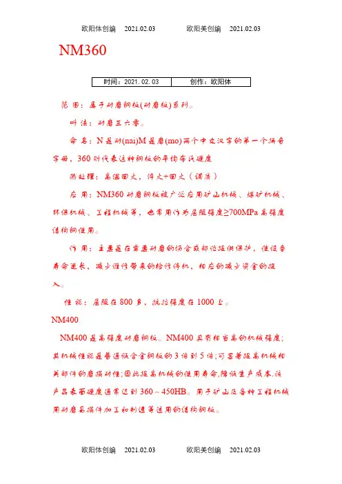耐磨钢牌号及类型之欧阳体创编