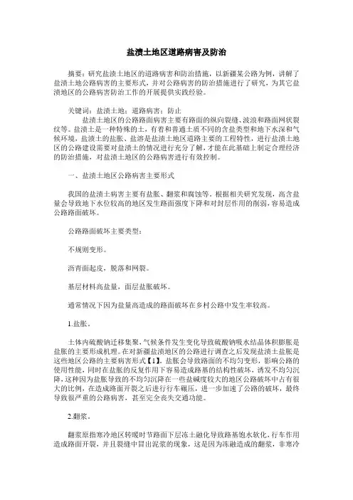 盐渍土地区道路病害及防治