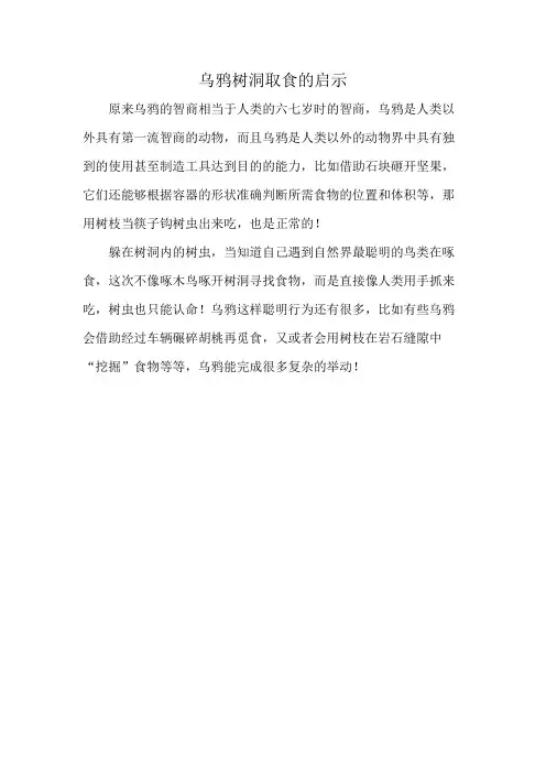 乌鸦树洞取食的启示