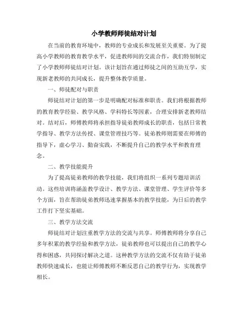 小学教师师徒结对计划 (2)
