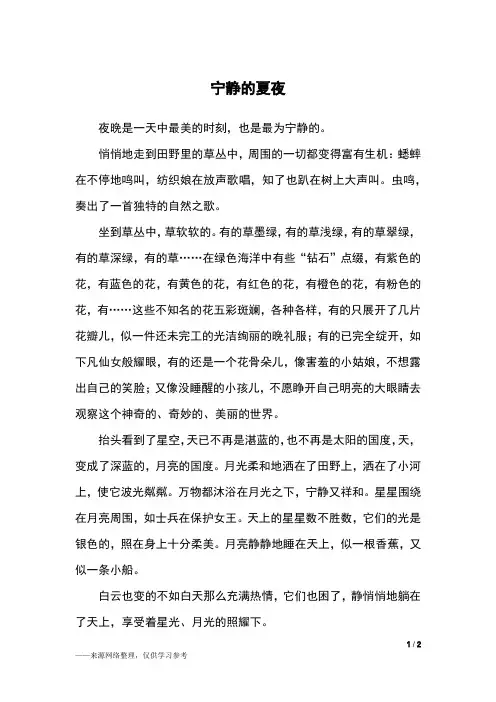 宁静的夏夜_五年级作文_4