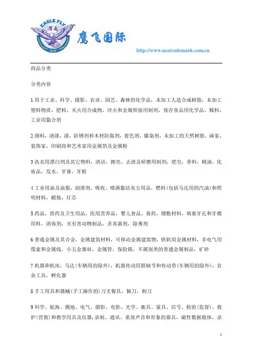 美国注册商标分类