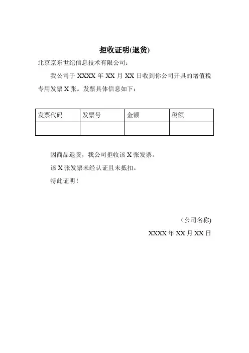 各地增票作废拒收证明模板(10月21日更新)