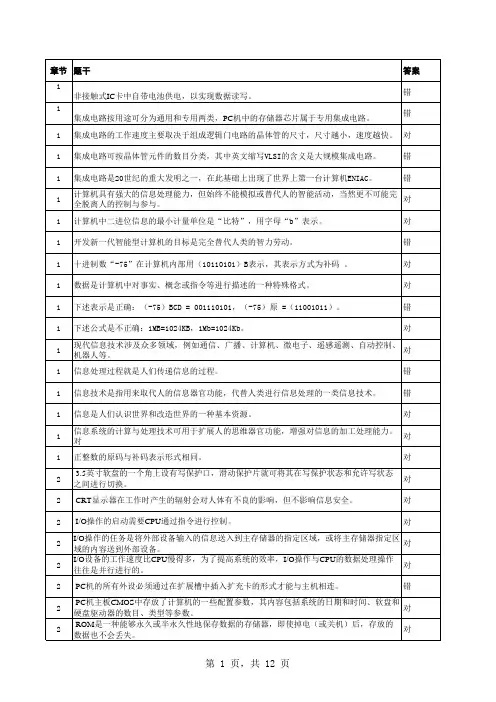 计算机考试判断题(已改好)