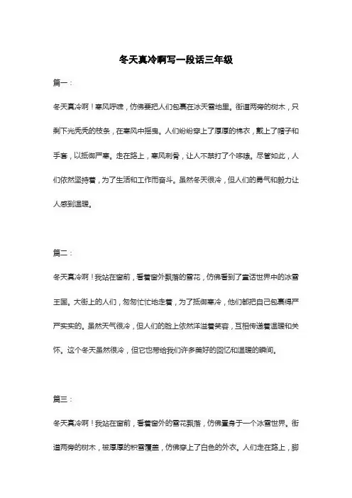 冬天真冷啊写一段话三年级