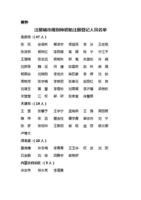 注册城市规划师初始注册登记人员名单