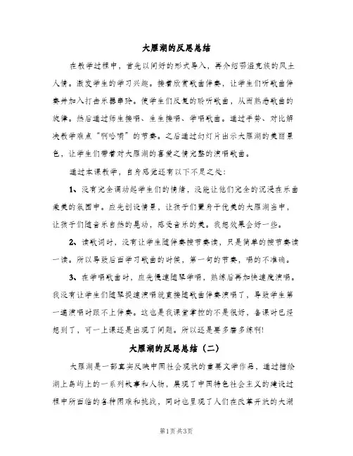 大雁湖的反思总结（2篇）