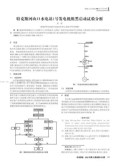 特克斯河山口水电站1号发电机组黑启动试验分析