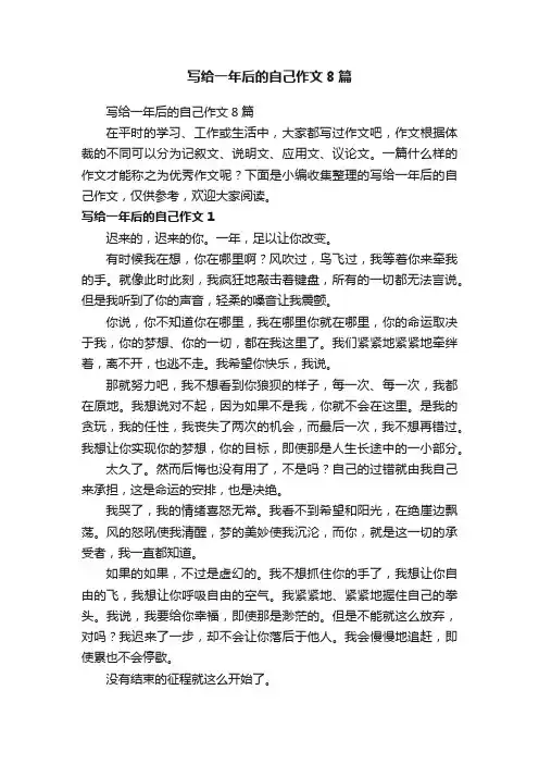 写给一年后的自己作文8篇