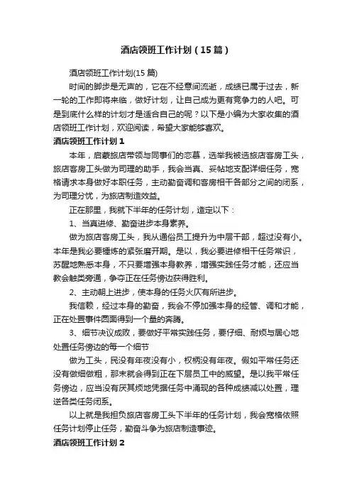 酒店领班工作计划（15篇）