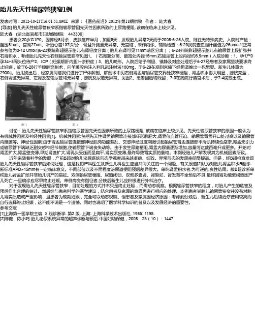 胎儿先天性输尿管狭窄1例